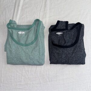Old Navy Teal and Charcoal Tank Tops‎ Women Medium Workout Beach Vacation #cc